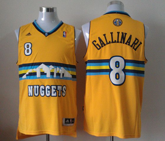 Men Denver Nuggets 8 Gallinari Yellow Adidas NBA Jerseys